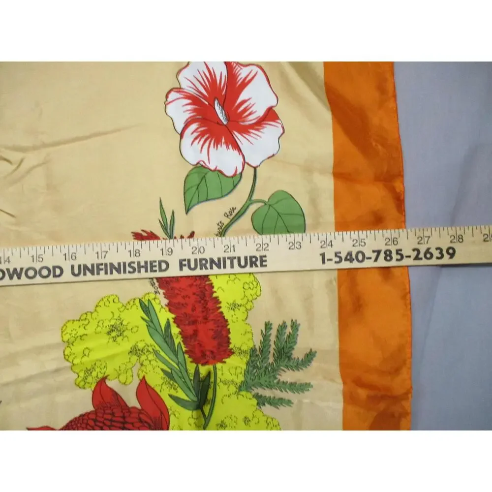 Floral Print‎ Orange Border Square Scarf Size 1